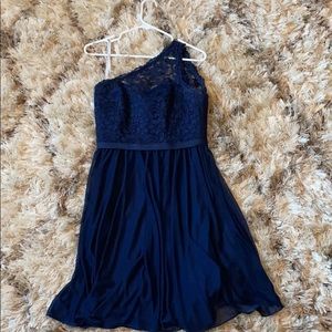 David’s Bridal One Shoulder Navy Size 8 Dress